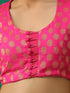 Pink Elegance Brocade Blouse with Elastic Loops